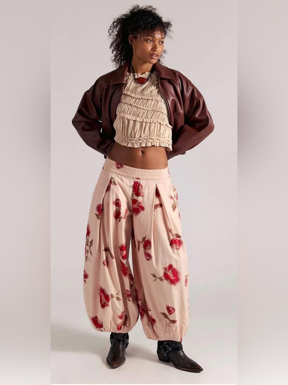 Free People Moonflower Printed Balloon Pants, size XS